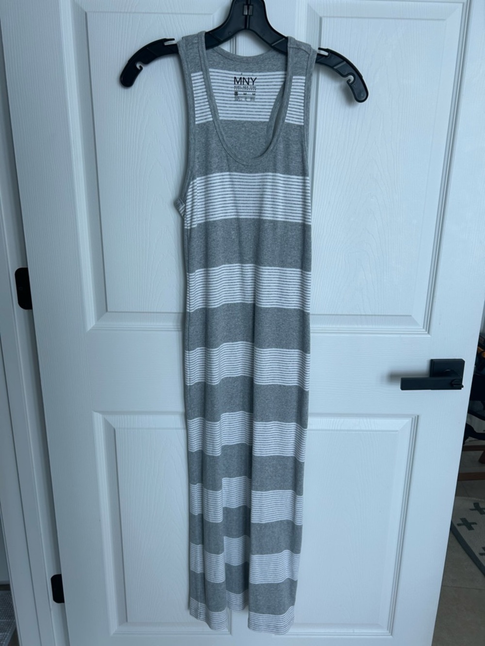 Marc New York Gray & White Striped Sleeveless Maxi